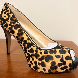 NIB Nine West Animal Print Peep Toe Heels